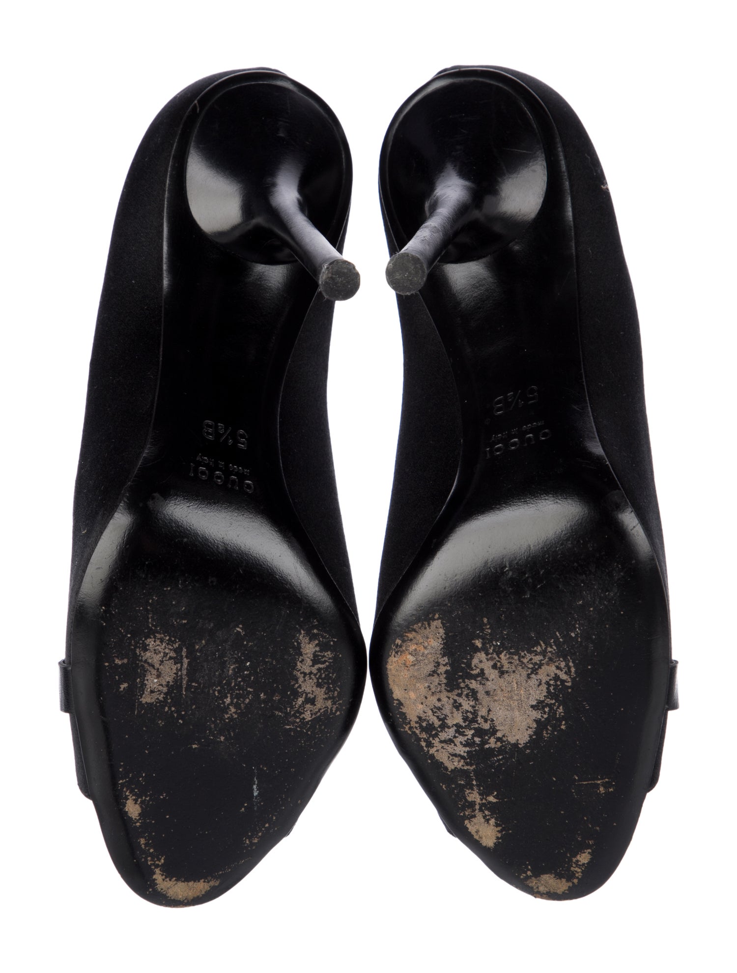 Gucci Horsebit Accent Satin Pumps